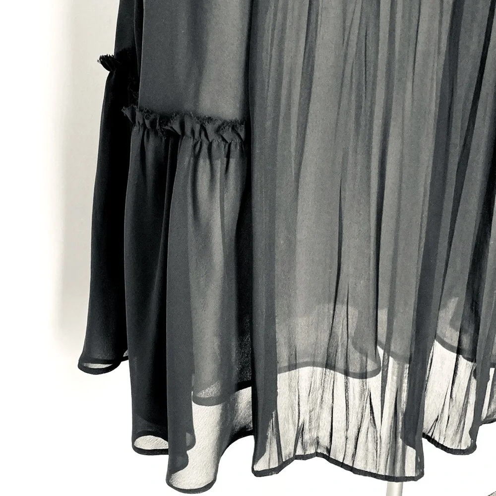 VINTAGE babydoll evening maxi Dress SIZE 14 black strappy - Picture 5 of 8